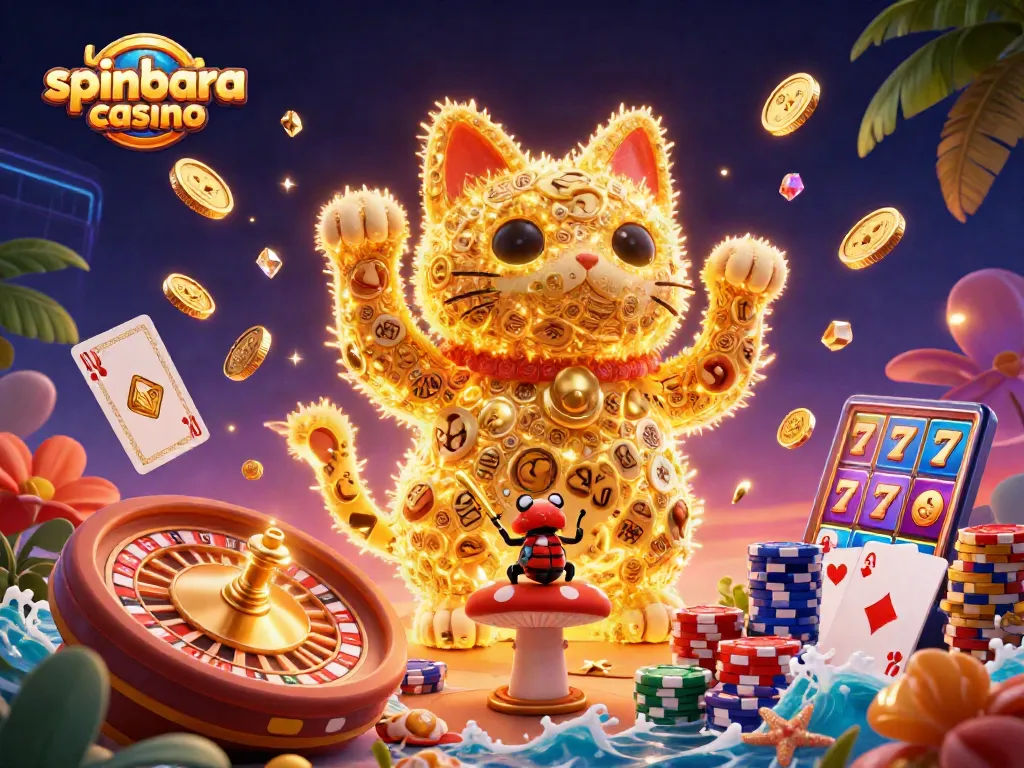 Experience the fun of spinbara casino through this dynamic and engaging 3D illustration.